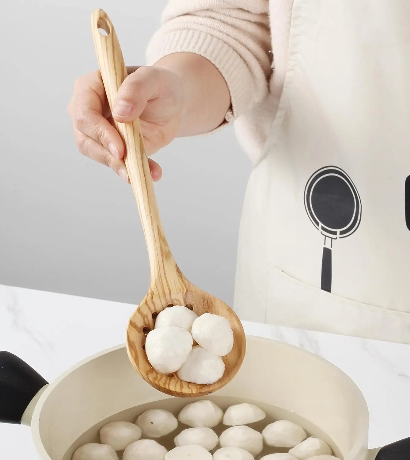 Olive Wood Utensis Set-8 PCS Natural Olive Wood Kitchen Cooking Tools with Fat Spatula