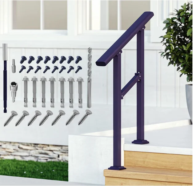 Outdoor Steps Fit 1 Or 3 Steps Outdoor Stair Railing Wrought Iron Flexible Front Porch Hand Rail Transitional Handrail