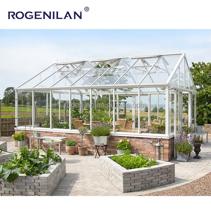 ROGENILAN Winter garden free standing aluminum double glass sunrooms glass houses  Patio Enclosure Sunroom