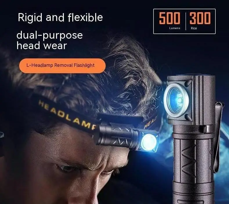 Multi-functional corner headwear portable mini EDC high light focus flashlight for outdoor walking headlight