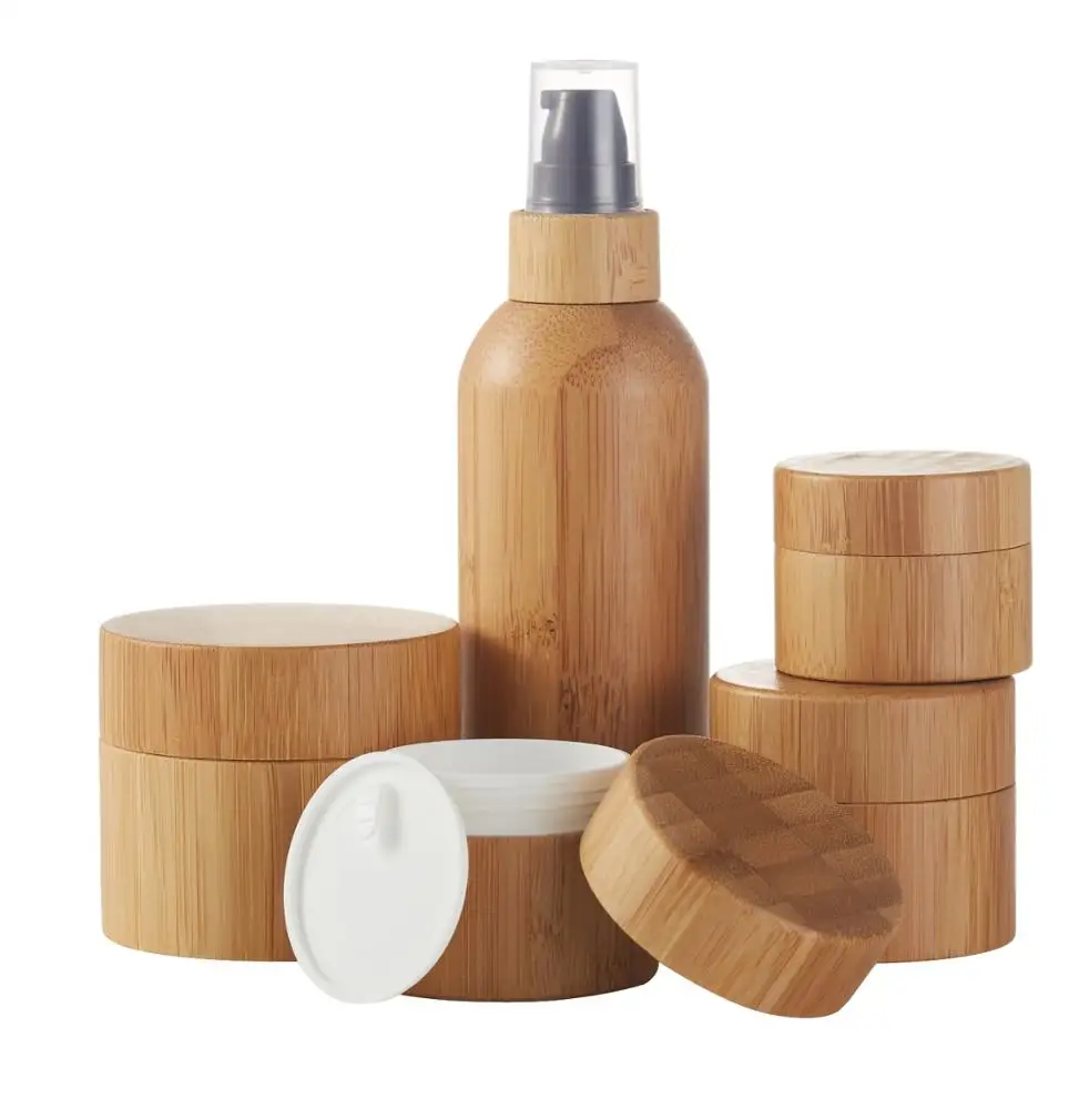 Eco-friendly cylinder PP liner bamboo outer cream lotion 30g jar cosmetic container