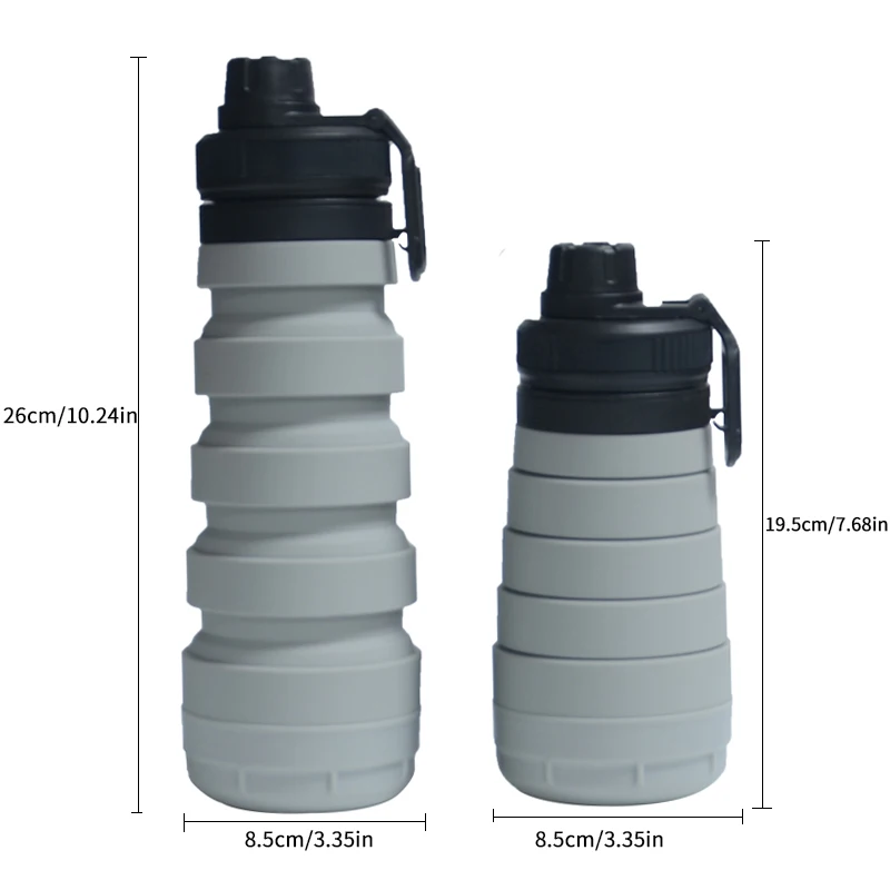 Food Grade BPA Free Retractable Portable Storage Pill Foldable Water Bottle Collapsible Silicone Water Bottle