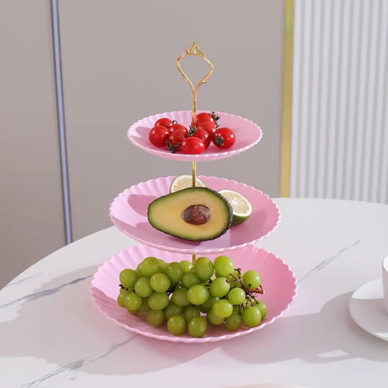 European three layer fruit dish dessert table Multilayer cake shelf dried fruit dish candy Dim sum tray wedding dessert table