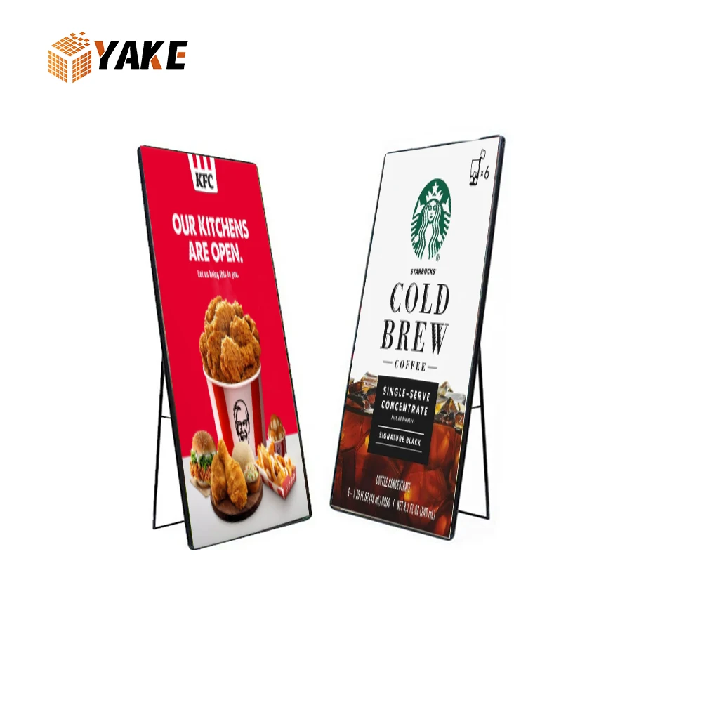 640X1920mm Indoor digital LED poster display Advertising poster LED screen mobile poster LED display for Restaurant