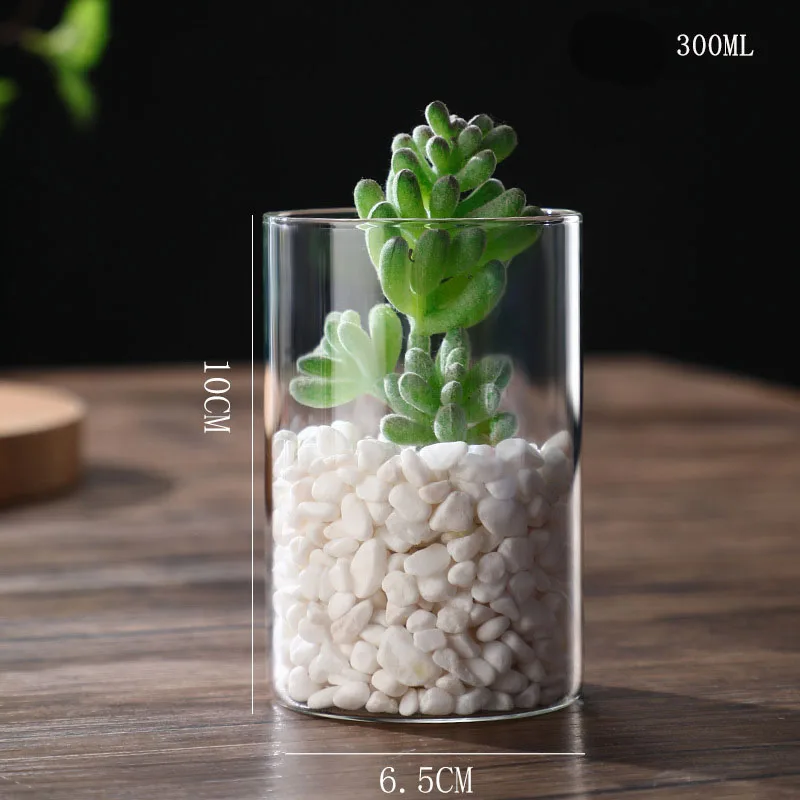 Cylinder tube transparent borosilicate lamp shade decorative glass vases 10cm/20cm/30cm for home wedding decoration