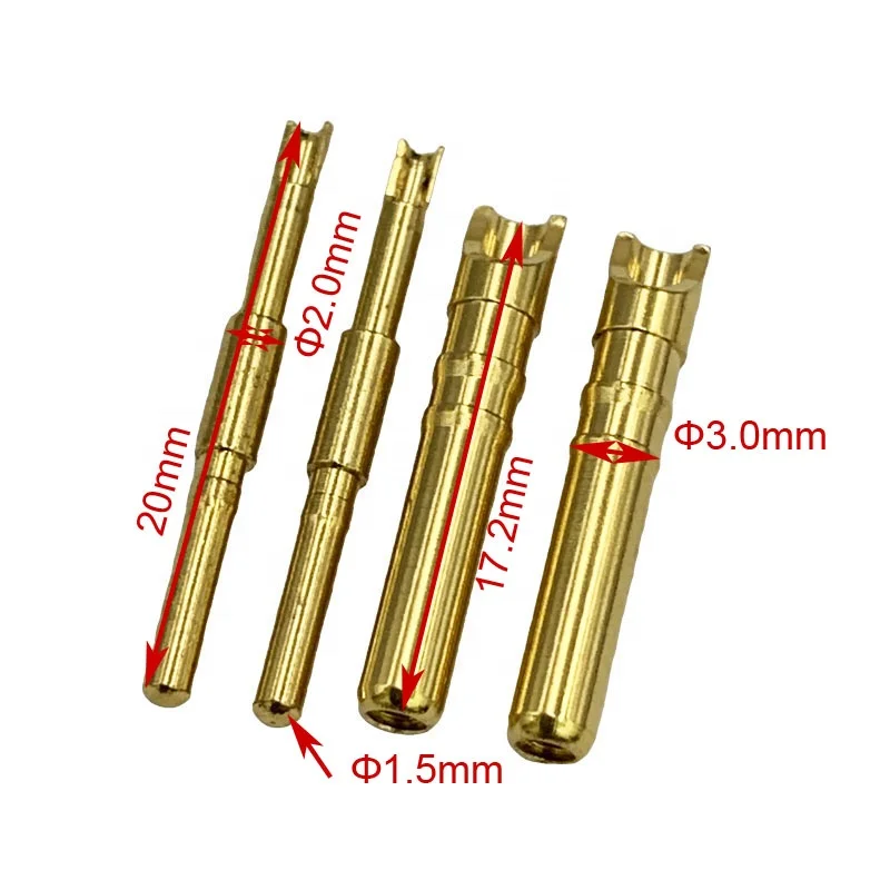 High Current Electronic Components Male and Female 1.5mm Brass Silver Plated Aviation Spring Pins Connector For Battery