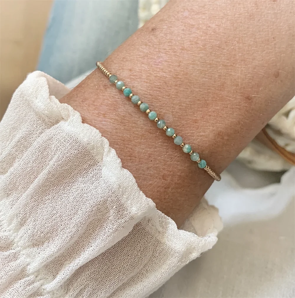 Go2boho Dainty Tiny Birthstone Beaded Bracelets Simple Gift Teens Girl Trendy Stone of Transformation Balance Jewelry 2024 New