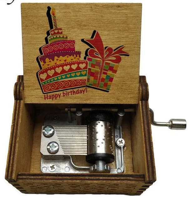 Color print text custom Wooden happy birthday Music Box Birthday Gift For Daughter sons students Gifts for Lovers