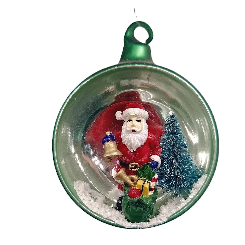 New design festival Christmas 8*8*8 cm Glass ball with resin Santa Claus and snowman inside For Party and Home Decoration
