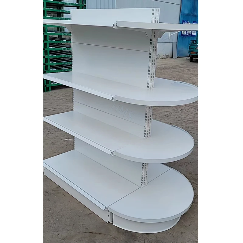 HMS supermarket round end shelf for double side rack