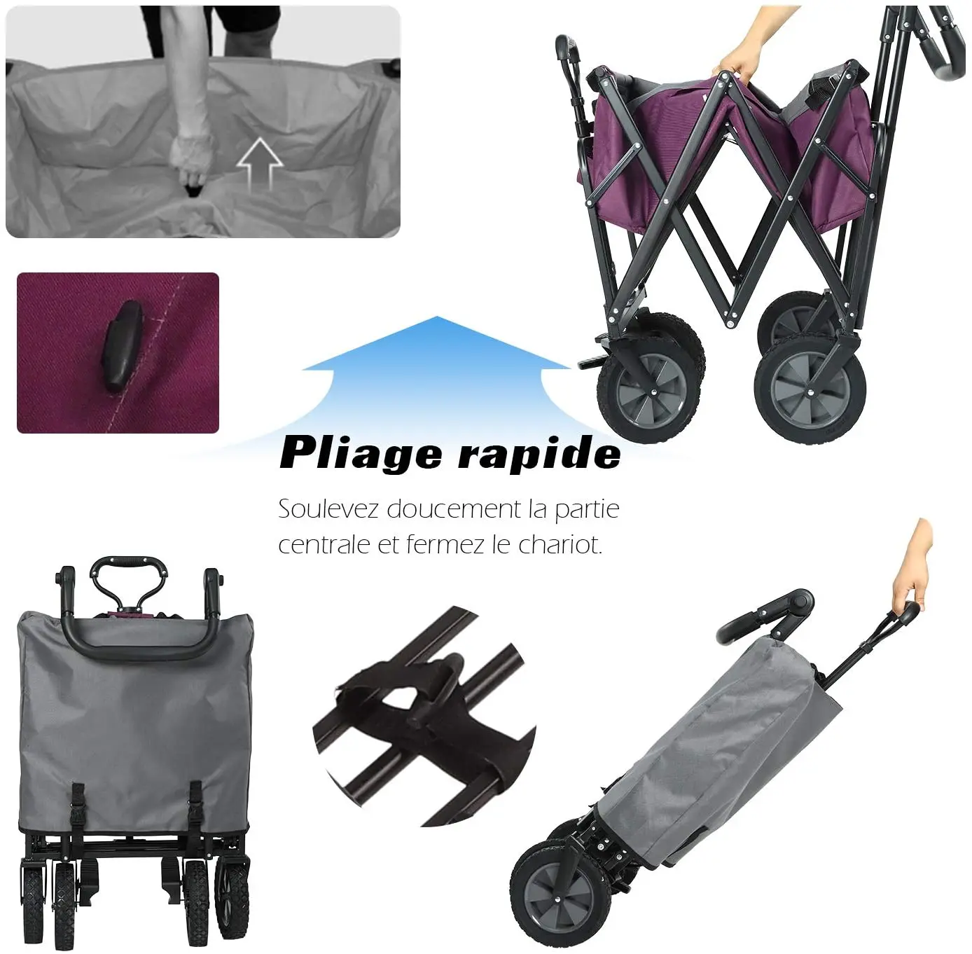 Folding Wagon Beach Hand Cart garden folding carry trolley foldable camping beach