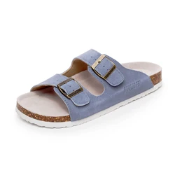 Wholesale PU Leather Gents Men Cork Sole Summer Beach Slippers Shoes