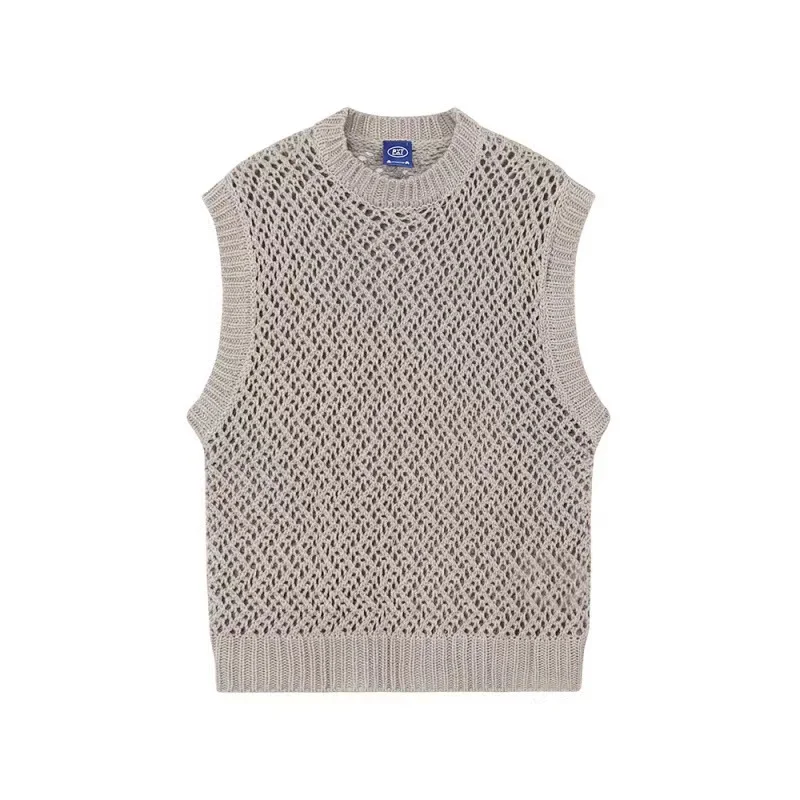 2023 Round neck sleeveless  Pullover Men Streetwear Knitted tank top Casual Couple Unisex Sweater vest