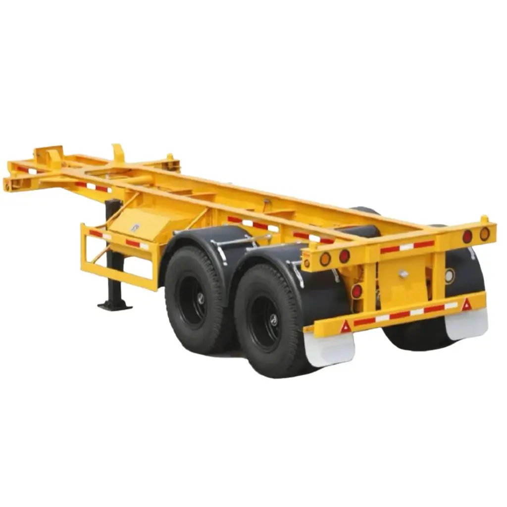 Factory direct sales 2 axles 20ft 40ft container skeleton flatbed trailer for Port loading Transportation