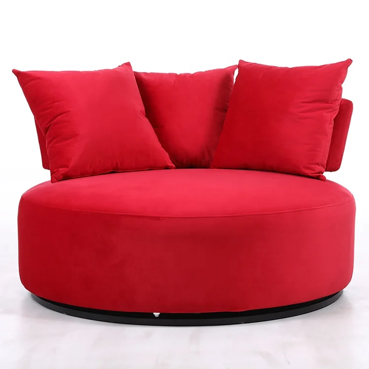 Modern Luxury Red Sofa Set Living Room Furniture Sofa Red Fabric Classic Bubble Round Sofa