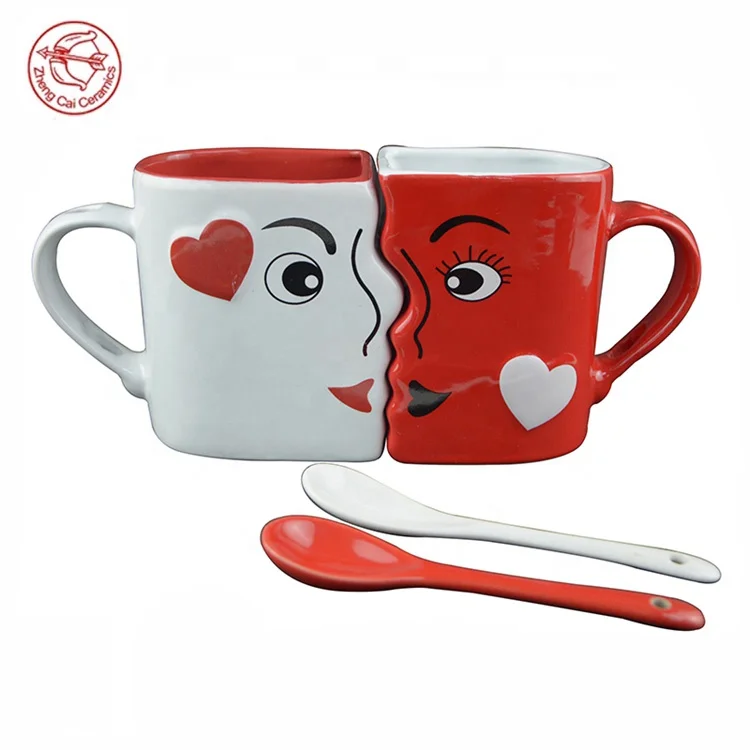 Hot-selling Creative Love Couple Cups Mug Valentine Couple Cup Ceramic Mug Set For Couple Gift