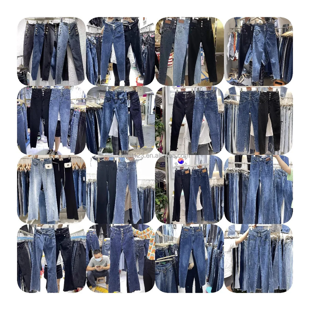 2024 Women Pants Casual Denim Ladies High Waisted Denim Trousers Plus Size Women Jeans Print Sweet Knitted 100% Cotton Medium