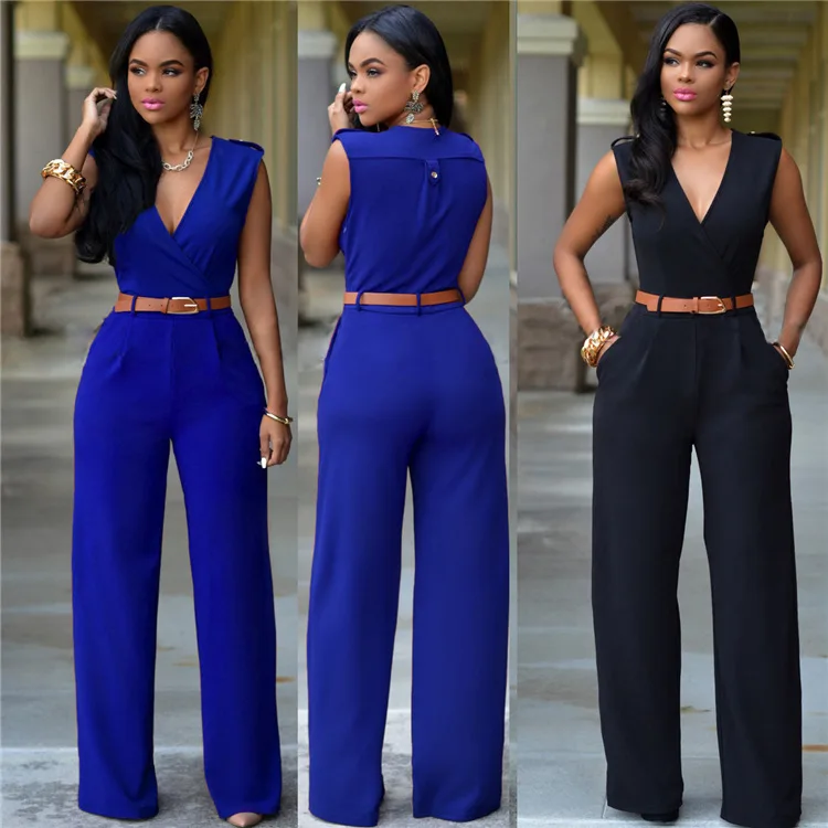 Top Quality Blouse Bodysuit OL Style Wide leg pants jumpsuits women 2019 Blouse for wholesales
