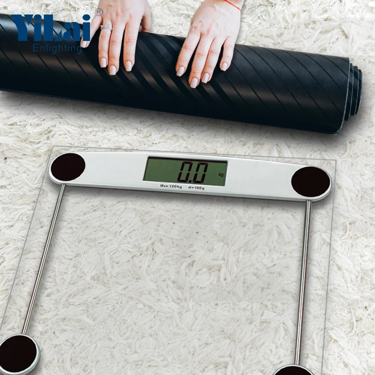
Transparent tempered glass 150KG capacity with LCD display electronic digital bathroom scale 