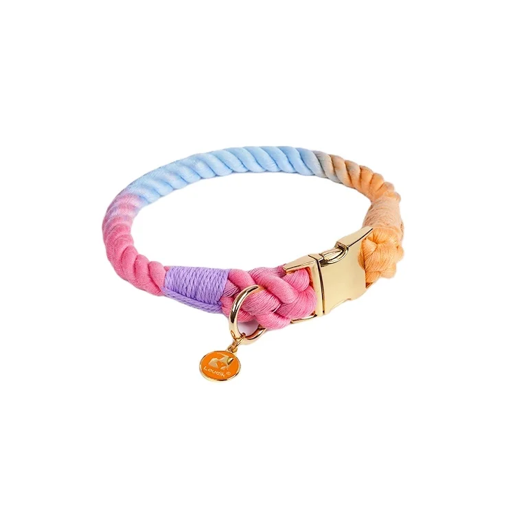Loudik Wholesale New Designer Handmade Pet Accessories Manufacturers  Personalized Luxury Recycled Braided Soft Rope Dog Collar