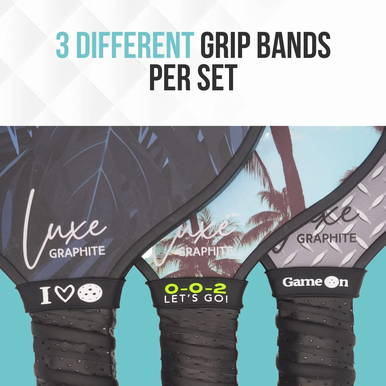 Pickleball Grip Bands Secures Overgrip One Size Fits All Paddle Handles Silicone Band Double Sided Embossed Design