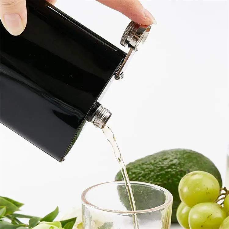 Wholesale Good Price Personalised Black Color Powder Coated Stainless Steel 10oz Hip Flask for Travel