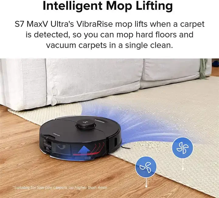 Roborock S7 maxv Ultra EU plug 5100Pa Suction 3D Structured Light Obstacle Avoidance Alexa 220V Robot Vacuum and Sonic Mop