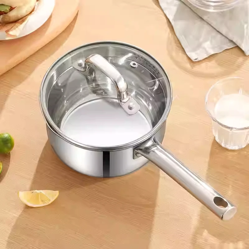 304 stainless steel small milk pot 0 coated baby food and cooking pot hot milk noodles and soups for home use