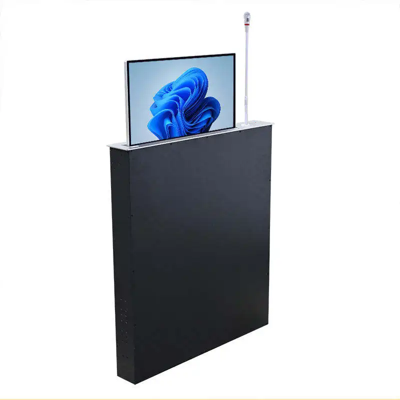 Intelligent interactive paperless conference system solution - Pop up LCD electric monitor with lifting and microphone