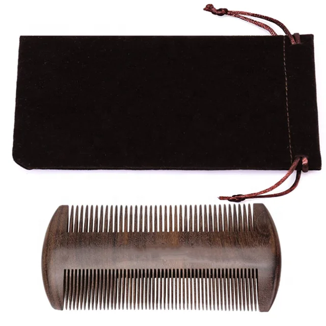 Customized Logo highest quality wood double sided sandalwood beard wooden comb