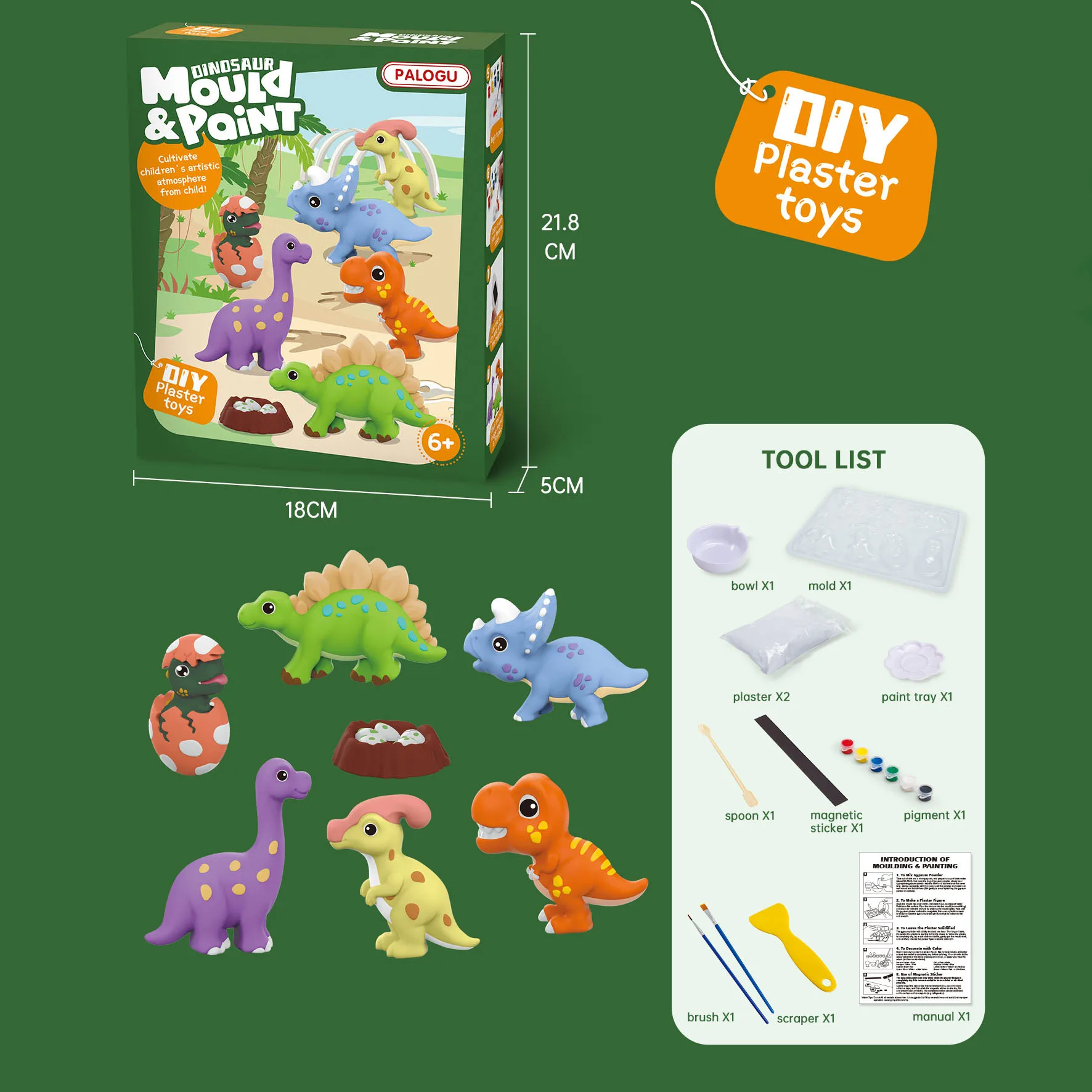 Wholesale Dinosaur Mold Graffiti Painting Diy Plaster Toys Watercolor Education Creative Hand Painting Craft Toys For Children