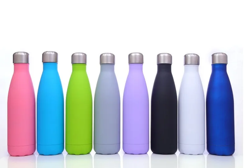 Drinkware Vacuum Flask 17Oz Black Stainless Steel Water BottIe Cola Shaped Water Bottle, Rubber Paint 500ml Cola Thermal