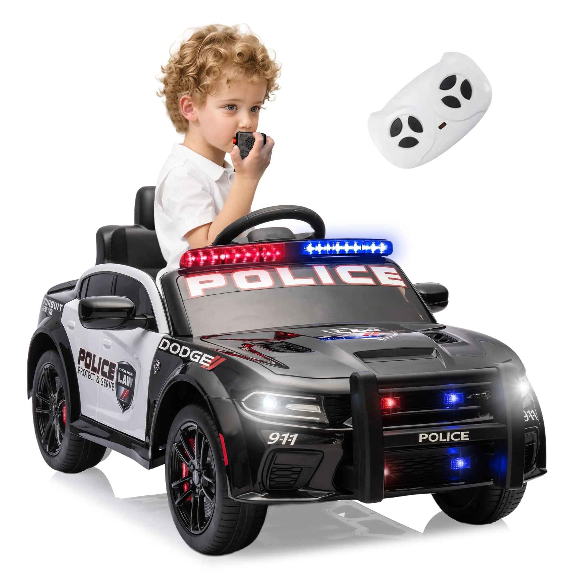 Tenvel DLS manufacturer OEM Licensed DODGE CHARGER remote control children electric ride-on police toys car kids 12V Ride on Car