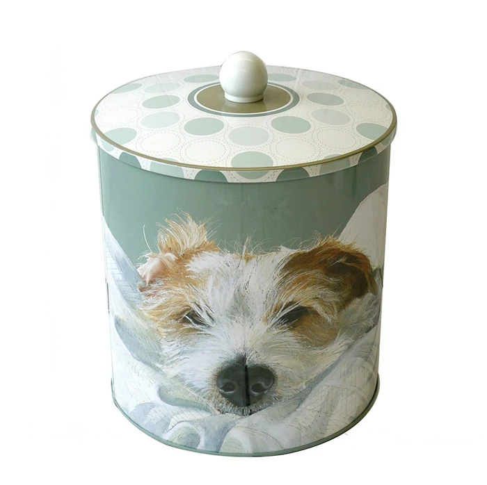 popcorn tin barrel with easy open lid and knob food grade biscuit metal bucket with lid customize round shape cookie tin barrel