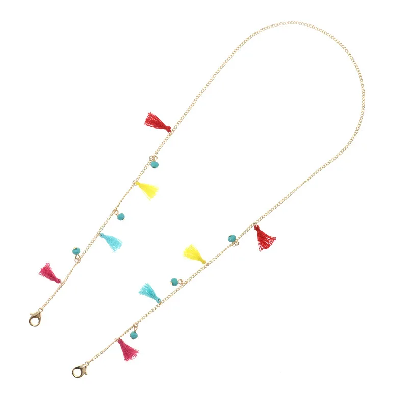 Hotsale Handmade Masking Holder Candy Colour Tassels Seed Beads Anti Lost Lanyard String for Eyeglass Chain
