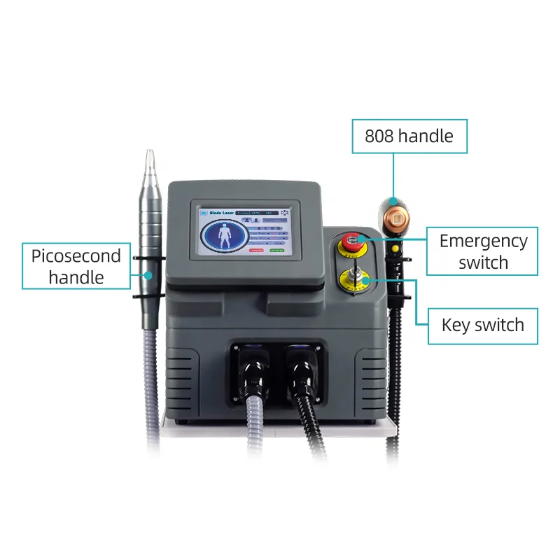 2023 FRM portable  808 diode laser hair removal and  picosecond laser tattoo removal pico laser 2in1 machine