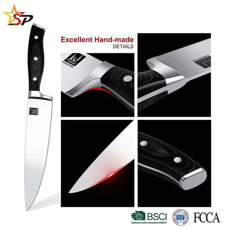 Professional High Quality 8 inch Pakka Wood Handle Kitchen Chef Knife Kitchen Stainless Steel Chef Knife
