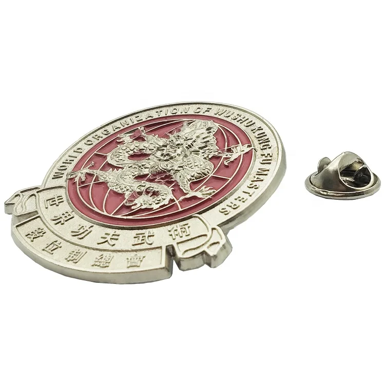 Custom metal 3D embossed dragon Chinese Kungfu honor lapel pin badge for activity
