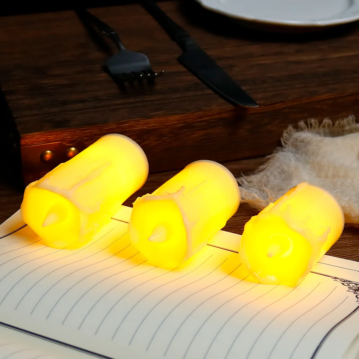 LED electronic candle light restaurant decoration guide night light simulation tears wave mouth tea wax festive atmosphere light