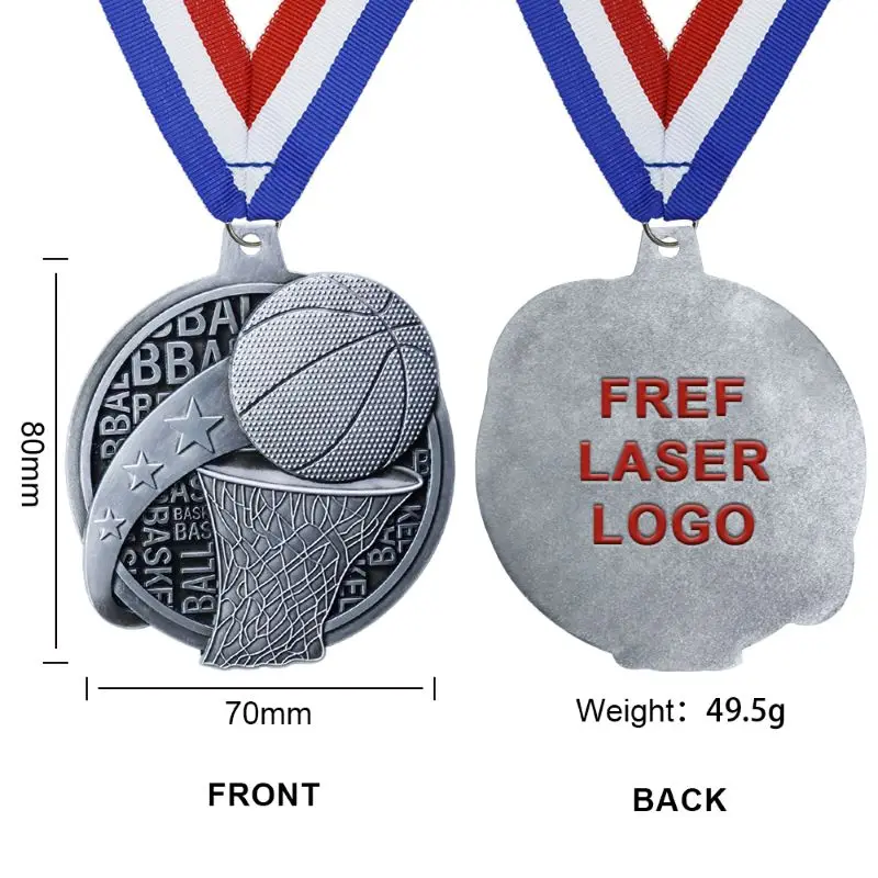 Games 2024 Design Plating Zinc Alloy 3d Medals Custom Logo Gold Key Blank Metal Sports Basketball Medal
