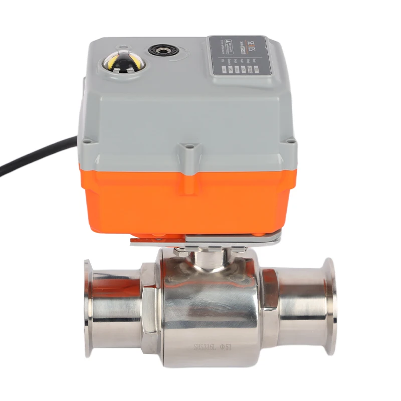 2 inch 4 inches 12V 2 Way Stainless Steel Sanitary Water Control Motorized Valve Electric Actuator Ball Valve
