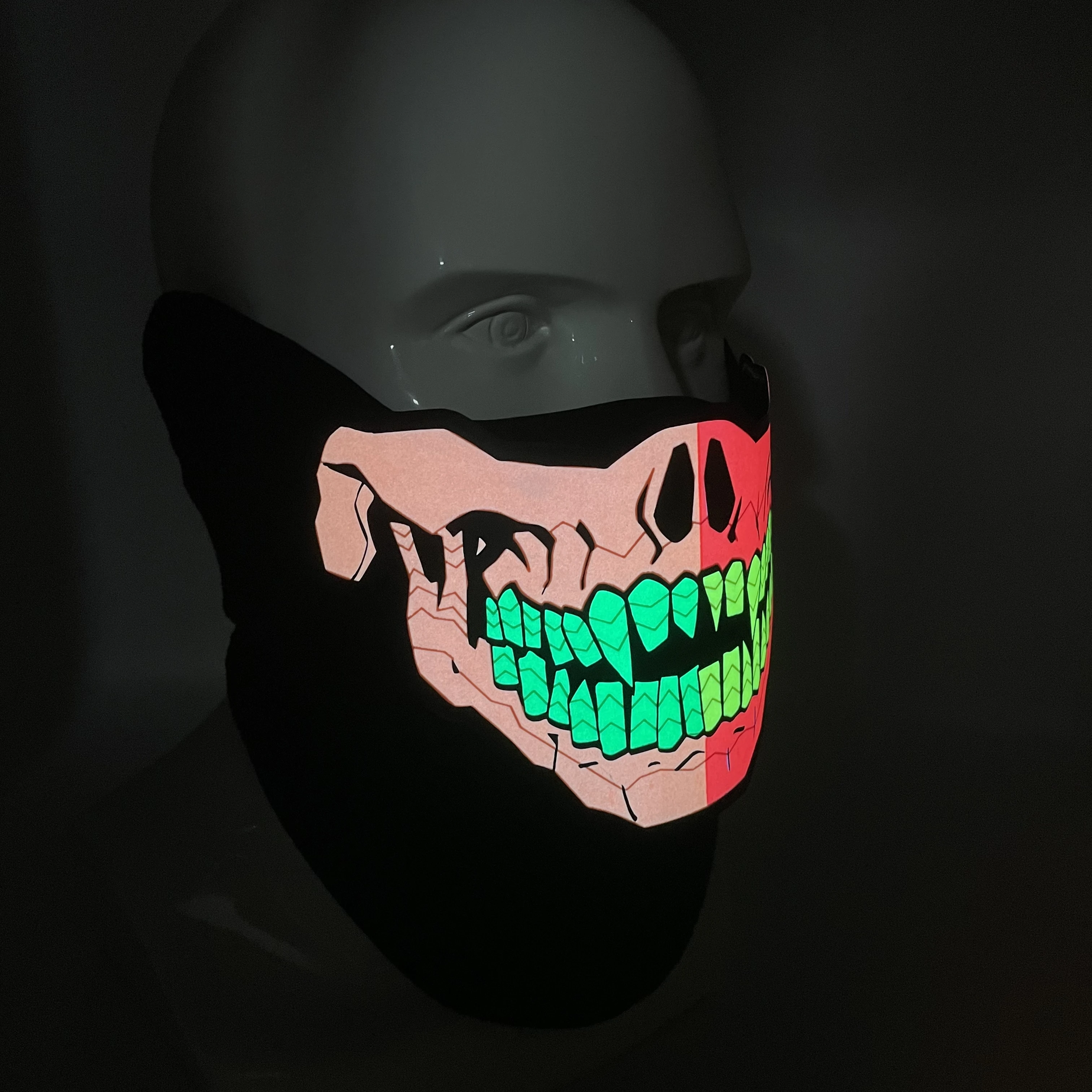 LED Light Up Mask Subzero Sound Reactive Cyberpunk Edc Rave Mask Festival Halloween Neon Glow Horror Face Mask