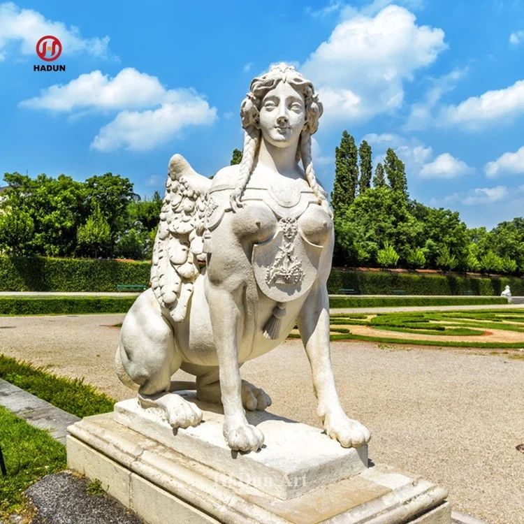 Marble Egyptian Sphinx Statue for Home Decoration Outdoor Ancient Greek White Natural Marble Customized Size