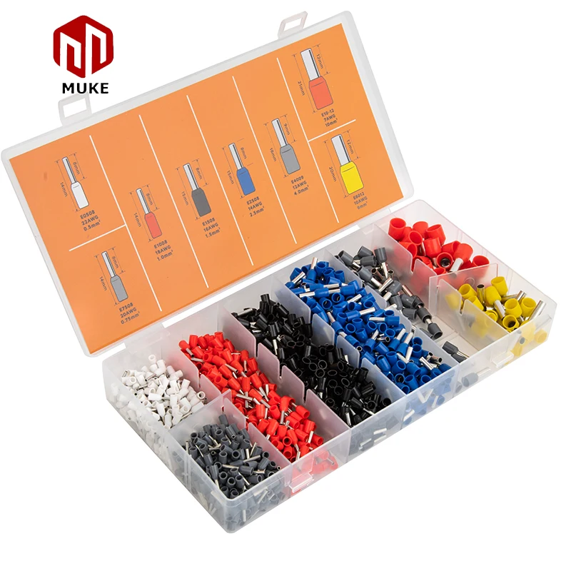 1200 PCS Wire Connector Kits Insulated Ferrules Bootlace for with Ferrules Crimper Tools
