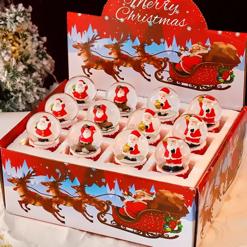Whole box of Christmas light-up crystal ball wholesale Santa Claus snowman glass ball holiday gift