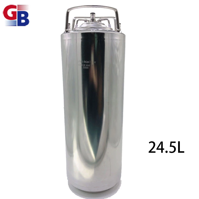 Commercial Beer Keg 5 Gallon 24.5 Liter Ball Lock Keg Stainless Steel with Rubber Handle