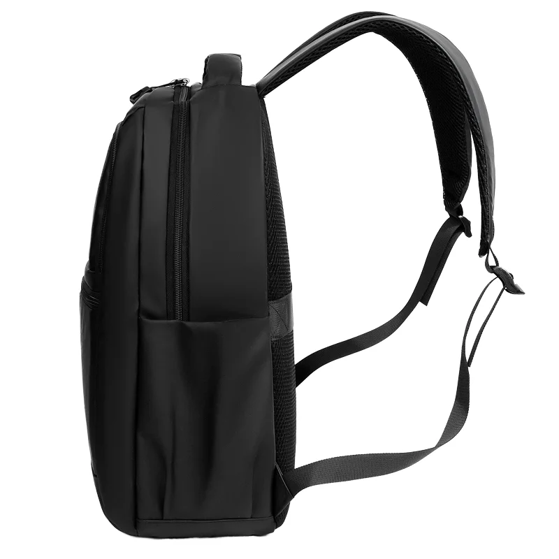 Custom Logo Waterproof PU Leather Business School Bagpack  Anti-Theft  Student Laptop Backpack Travel Black Backpack for Men