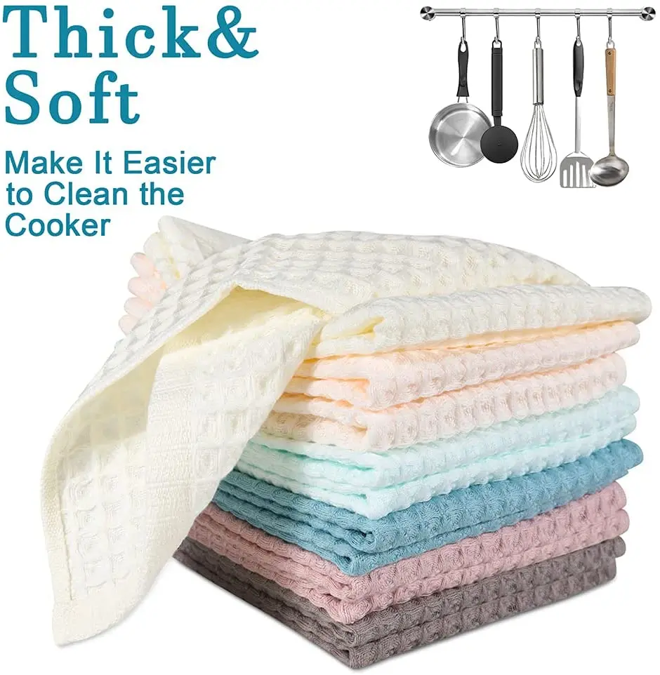 Wholesale Fashion custom logo Waffle 100% weave Cotton Kitchen Towel Tea Towel