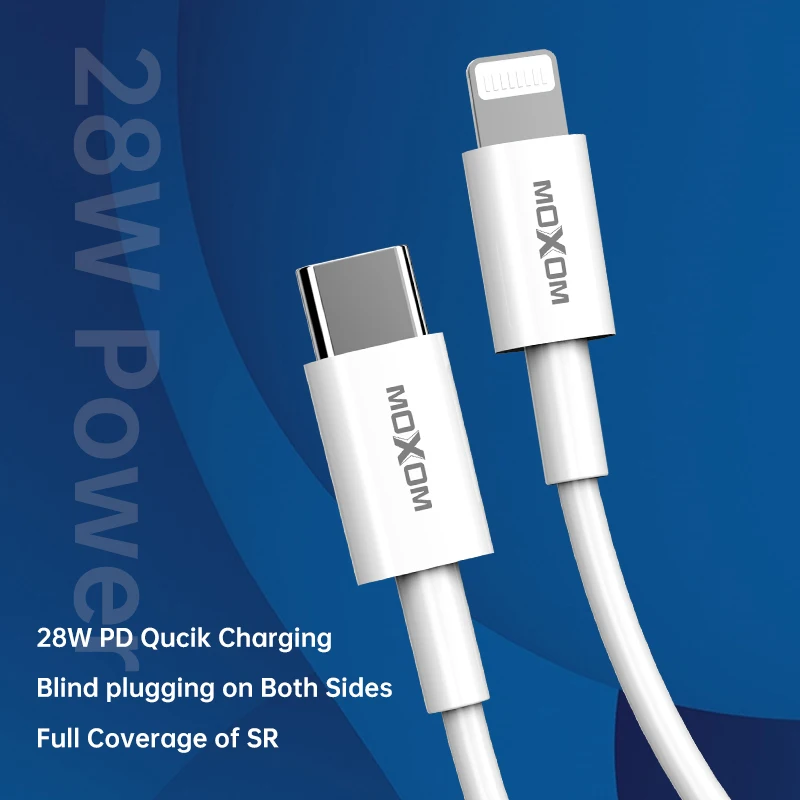 MOXOM Charger Data Usb Type-C Cable 28w PD Fast Charging Cable For IPhone 11 Pro Max