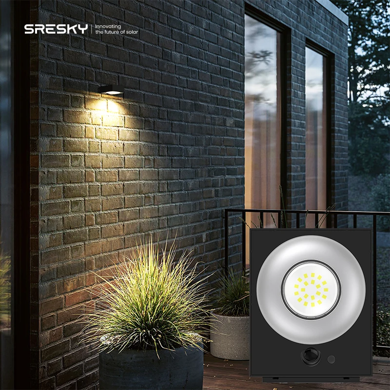 Sresky Outdoor Solar Power Courtyard Gate Lamp 1000LM 4 Lighting Modes Sensor Mini Wall Light